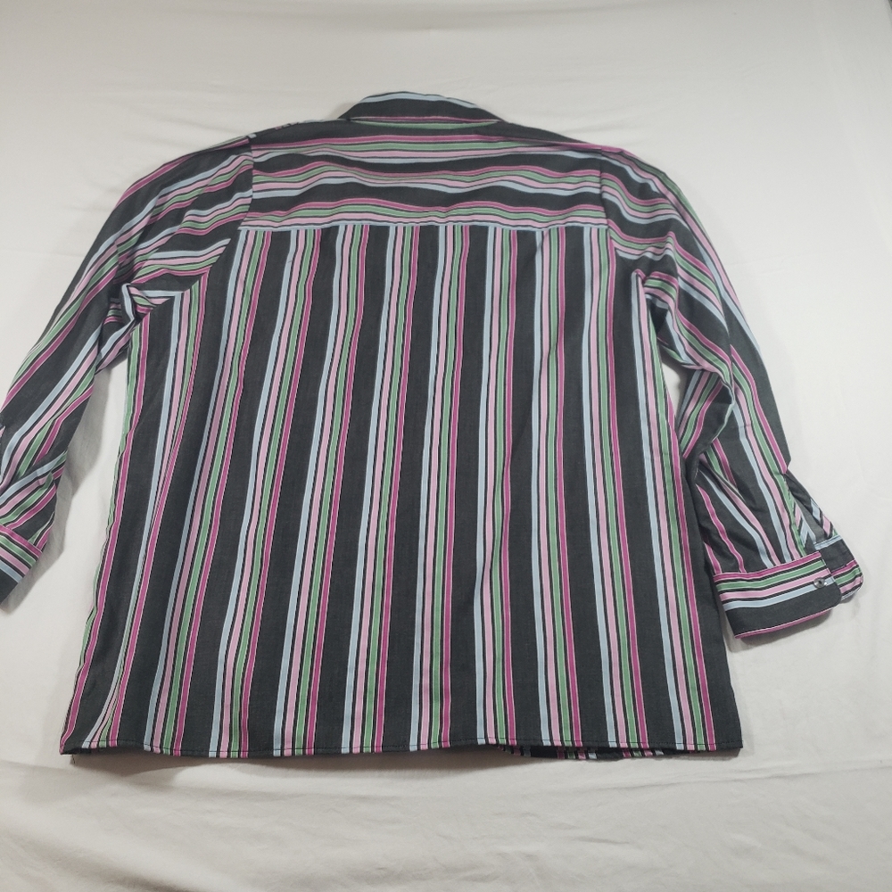 Foxcroft Wrinkle Free Collared Shirt Multi-Color Striped Classic Fit Button-up - Picture 6 of 6